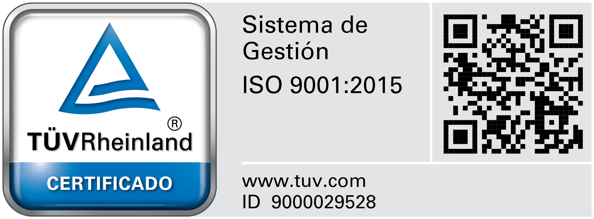 Sistema de Gestion ISO 9001:2015 certificado por TUV Rheinland